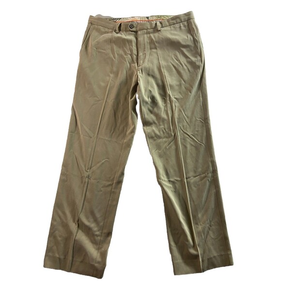 Tommy Bahama Pants Mens 38x32 Beige Chino Flat Front Silk Blend Casual Adult - Picture 2 of 8